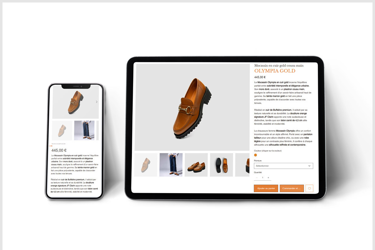 Photos packshot et studio intégrées aux fiches produits