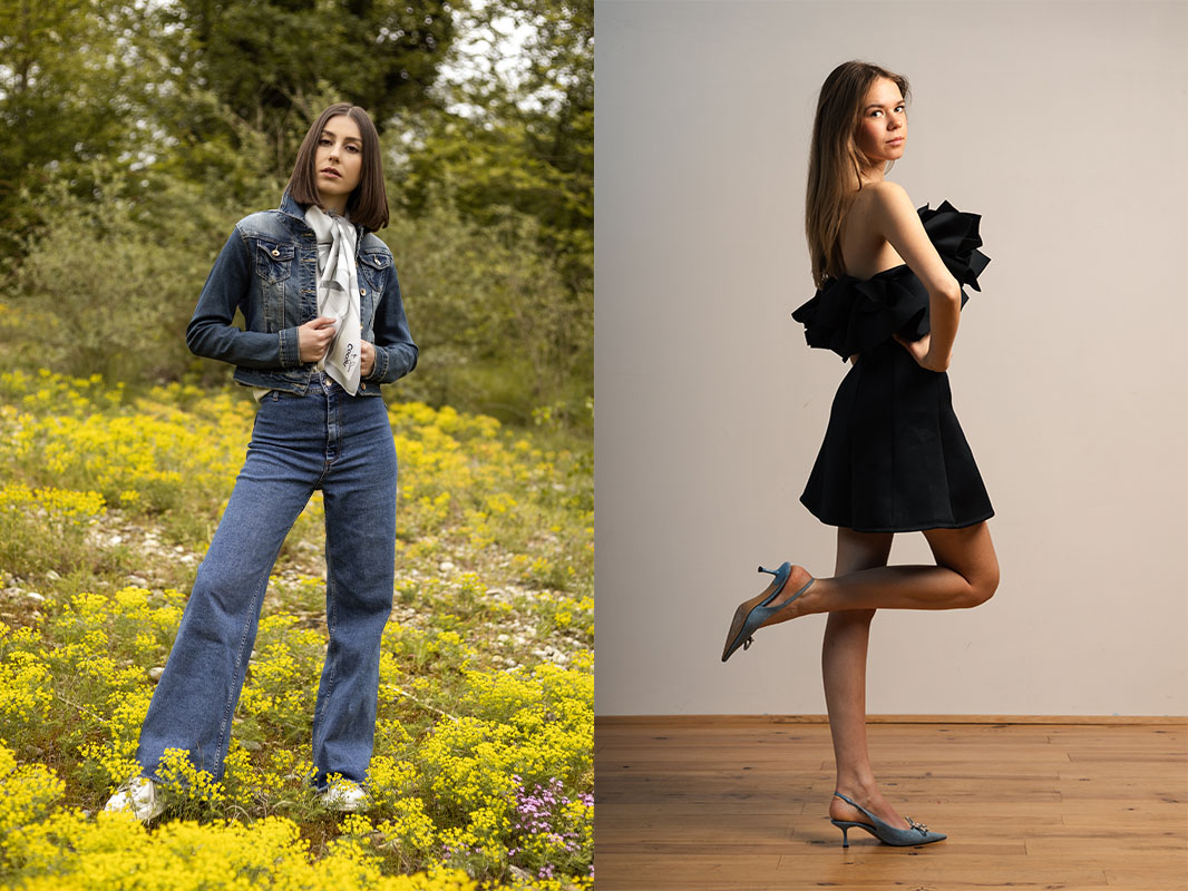 Exemple de séances photo en extérieur dans la végétation versus en studio